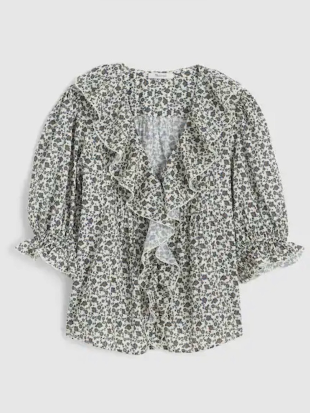 NWOT Madewell Ruffled Pintuck Puff-Sleeve Top